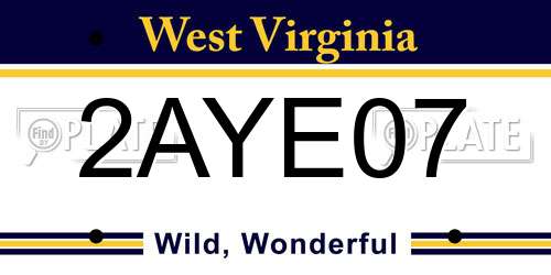 2AYE07 West Virginia License Plate