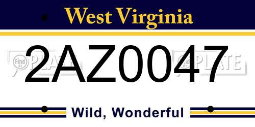2AZ0047 West Virginia License Plate