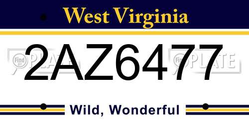 2AZ6477 West Virginia License Plate