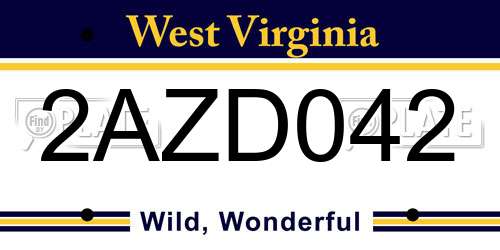 2AZD042 West Virginia License Plate