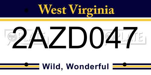 2AZD047 West Virginia License Plate