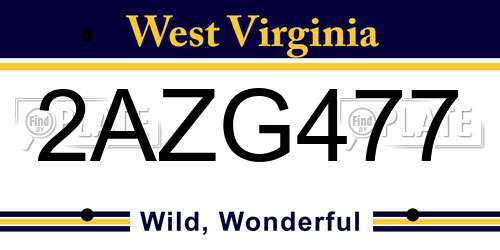 2AZG477 West Virginia License Plate