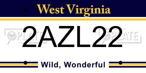 2AZL22 West Virginia License Plate