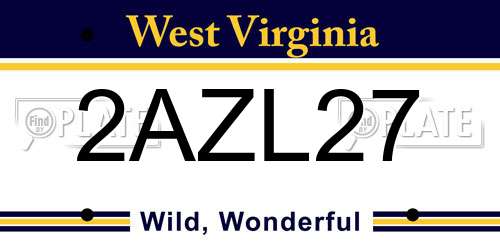 2AZL27 West Virginia License Plate