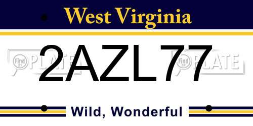 2AZL77 West Virginia License Plate