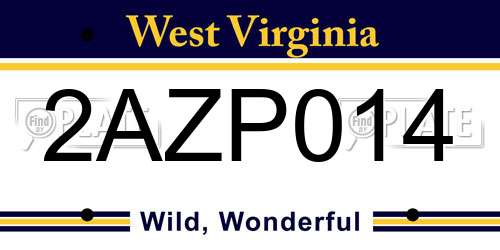 2AZP014 West Virginia License Plate