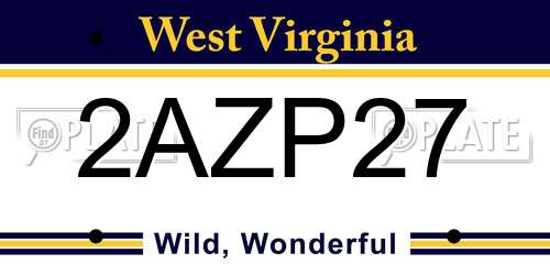 2AZP27 West Virginia License Plate