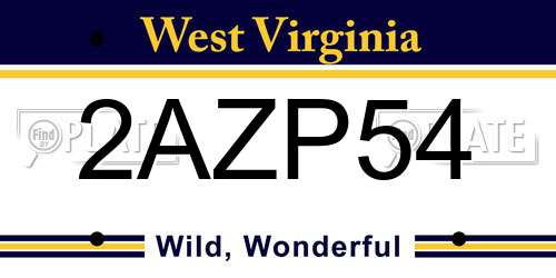 2AZP54 West Virginia License Plate