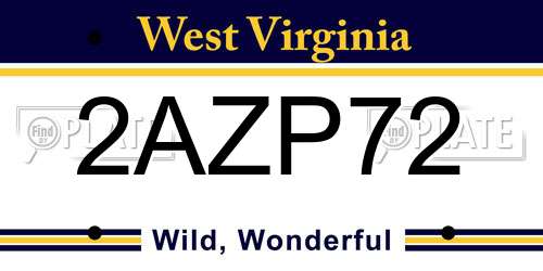 2AZP72 West Virginia License Plate