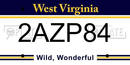 2AZP84 West Virginia License Plate