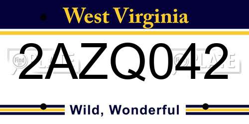 2AZQ042 West Virginia License Plate