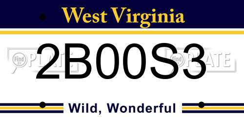 2B00S3 West Virginia License Plate