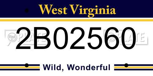 2B02560 West Virginia License Plate