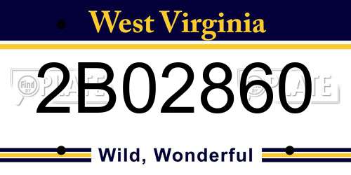 2B02860 West Virginia License Plate