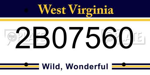 2B07560 West Virginia License Plate