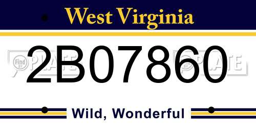 2B07860 West Virginia License Plate