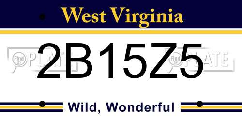 2B15Z5 West Virginia License Plate