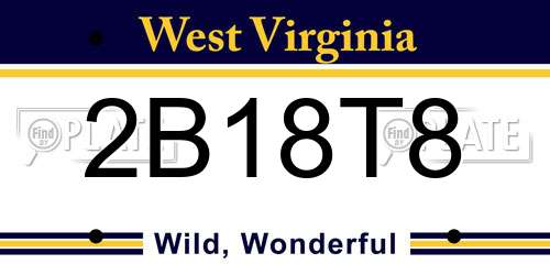 2B18T8 West Virginia License Plate