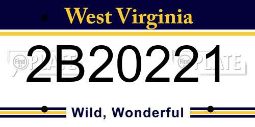 2B20221 West Virginia License Plate