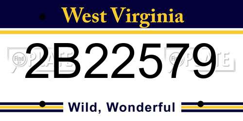 2B22579 West Virginia License Plate