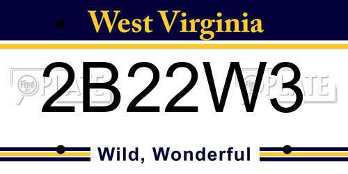 2B22W3 West Virginia License Plate