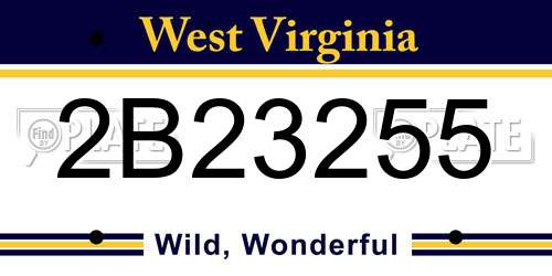 2B23255 West Virginia License Plate