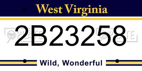 2B23258 West Virginia License Plate