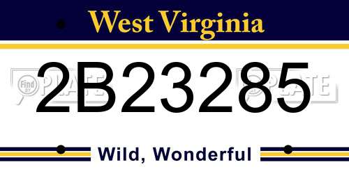 2B23285 West Virginia License Plate