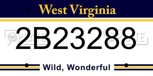 2B23288 West Virginia License Plate