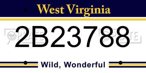 2B23788 West Virginia License Plate