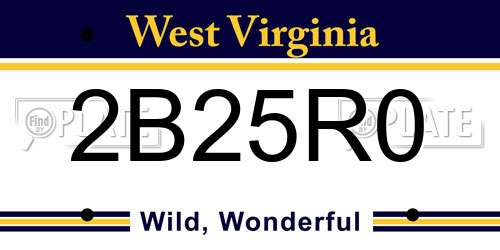 2B25R0 West Virginia License Plate