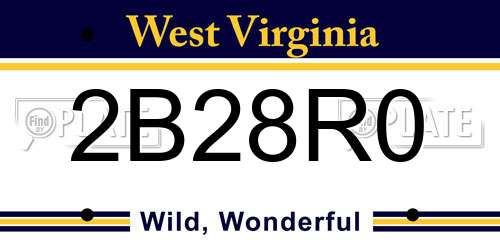2B28R0 West Virginia License Plate