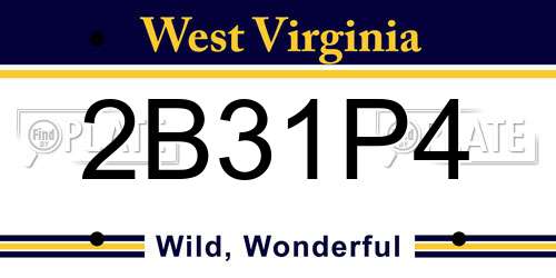 2B31P4 West Virginia License Plate