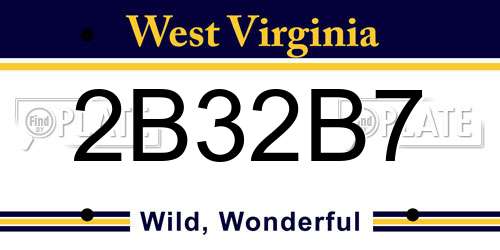 2B32B7 West Virginia License Plate