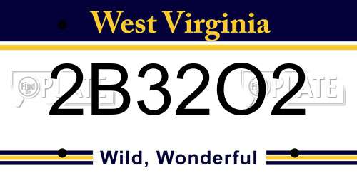 2B32O2 West Virginia License Plate