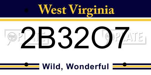 2B32O7 West Virginia License Plate