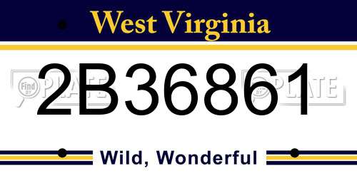 2B36861 West Virginia License Plate