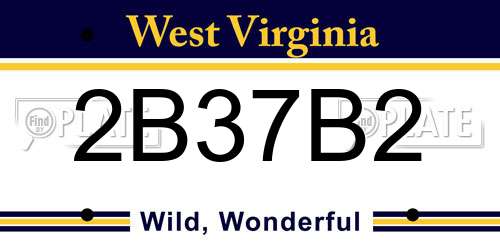 2B37B2 West Virginia License Plate