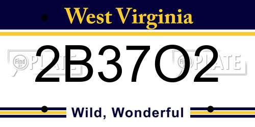 2B37O2 West Virginia License Plate
