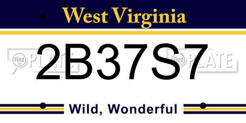 2B37S7 West Virginia License Plate