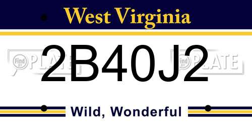 2B40J2 West Virginia License Plate