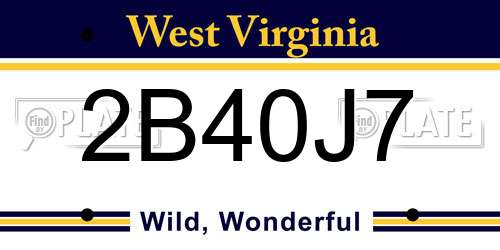2B40J7 West Virginia License Plate