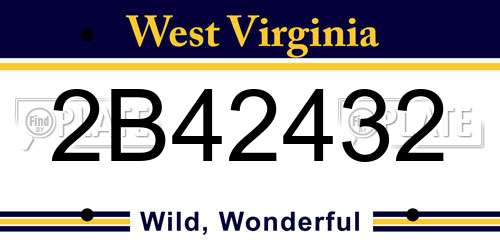 2B42432 West Virginia License Plate