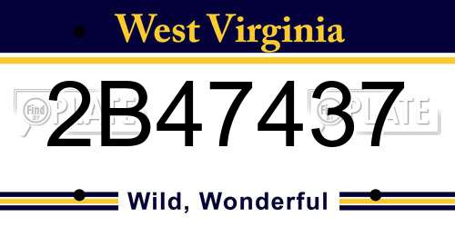 2B47437 West Virginia License Plate