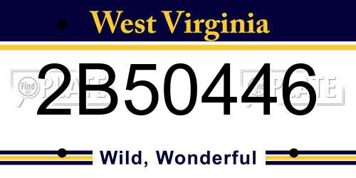 2B50446 West Virginia License Plate