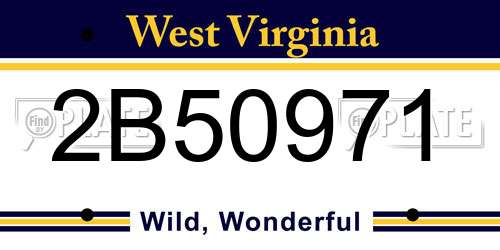 2B50971 West Virginia License Plate