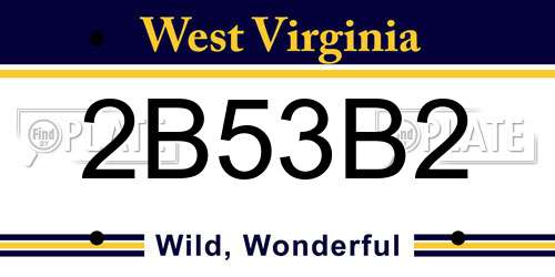 2B53B2 West Virginia License Plate