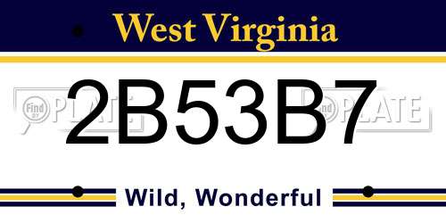 2B53B7 West Virginia License Plate