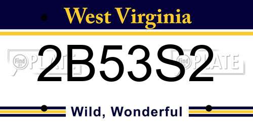 2B53S2 West Virginia License Plate