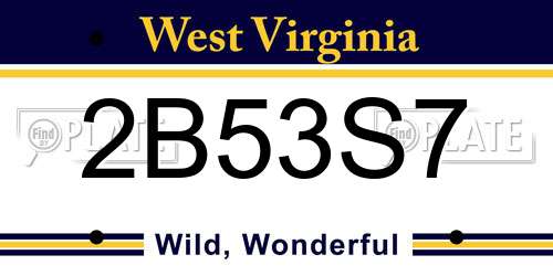 2B53S7 West Virginia License Plate